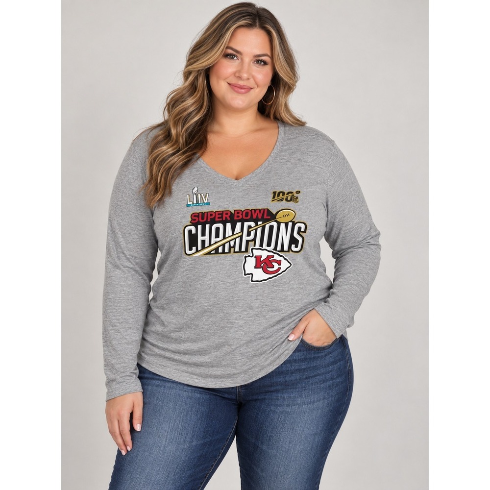 Fanatics Kansas City Chiefs Super Bowl Champions Long Sleeve V-Neck Womens 3X